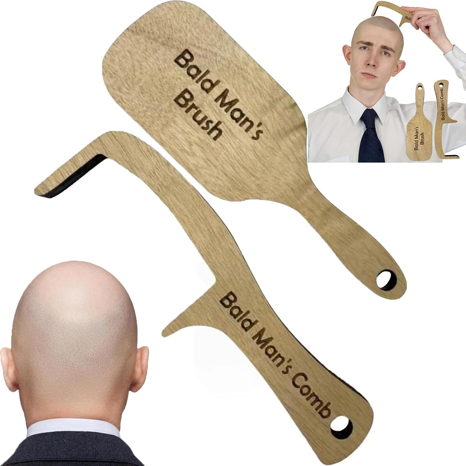 Woodworking Design Software - ハゲ頭用シャインバッファーコーム＆ブラシ、滑らかな仕上がりのためのヘアレスヘッド研磨ツール - 面白いデザインのヘアスタイリングツール