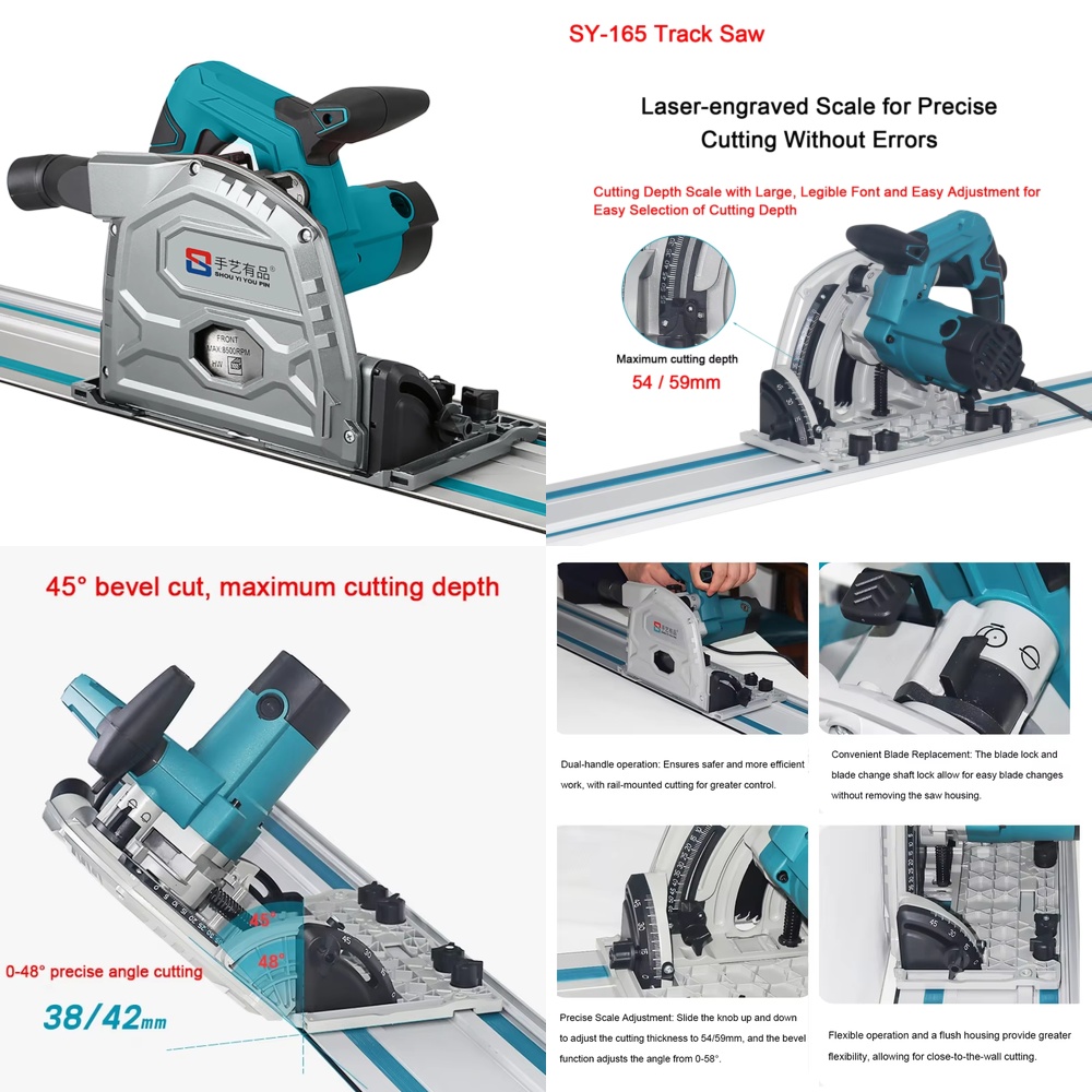 Woodworking Logo - 木工用カスタムロゴSY165トラックソーガイドレール電動丸鋸ダストフリーポータブル乾式壁切断機