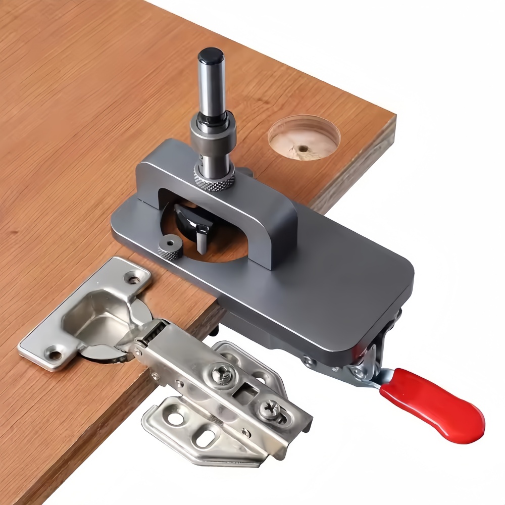 Woodworking Design Software - 35mmヒンジジグキット - キャビネットドア用調整可能なドリルガイドテンプレート、深さ制限付き木工位置決めツール