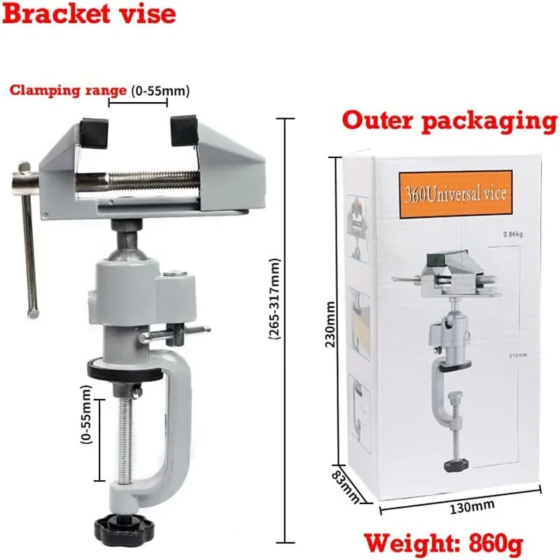 Woodworking Bench Vise - ユニバーサル木工穴あけ用 M テーブルドライバー 360 付き °