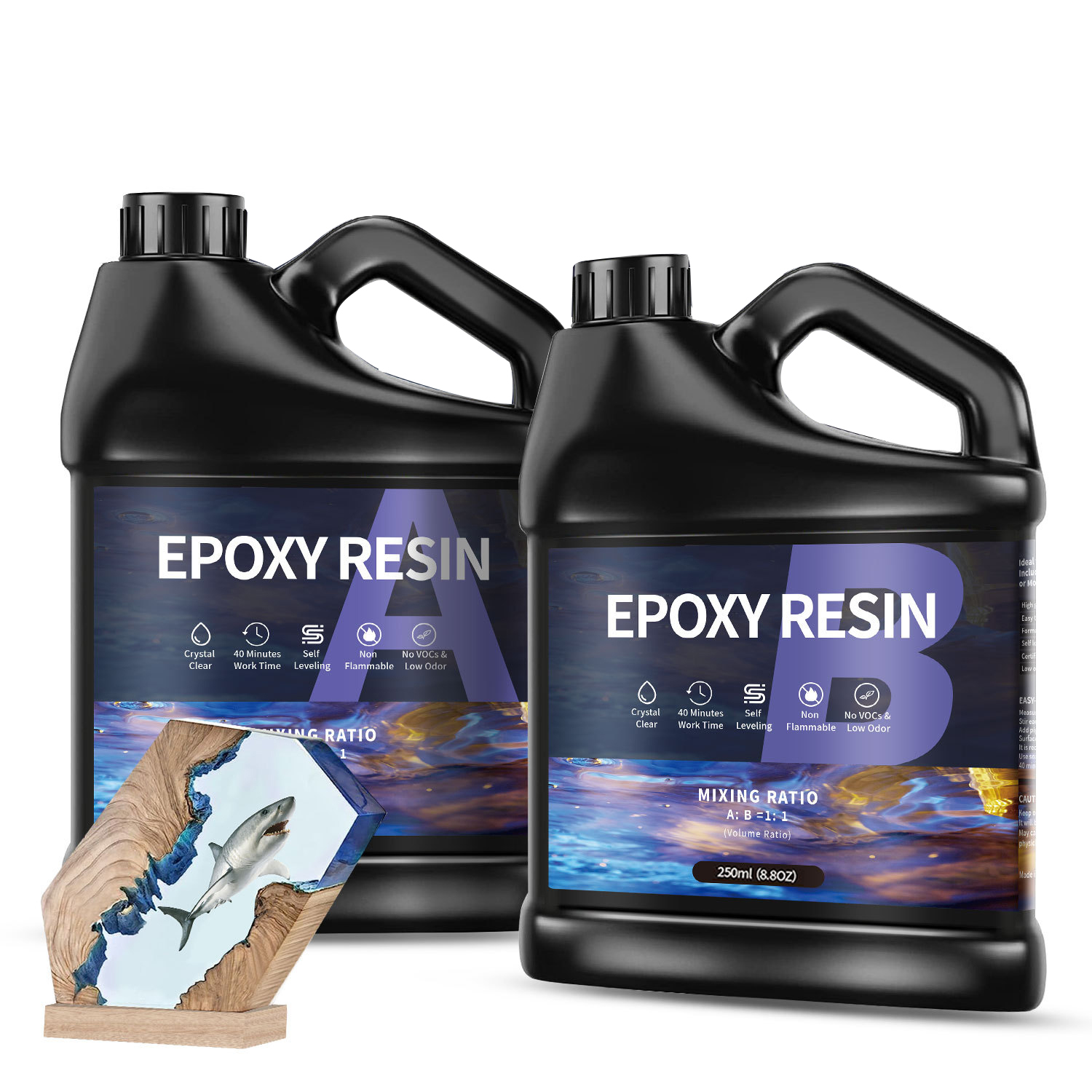 Woodworking Resin - 500 グラム/1000 グラム AB エポキシ樹脂接着剤高透明度速乾性接着剤高硬度 DIY