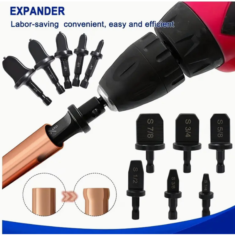 Woodworking Youtube - 6pc 銅管穴エキスパンダー電動拡張ヘッド拡張口エアコンメンテナンス電動工具アクセサリーセット