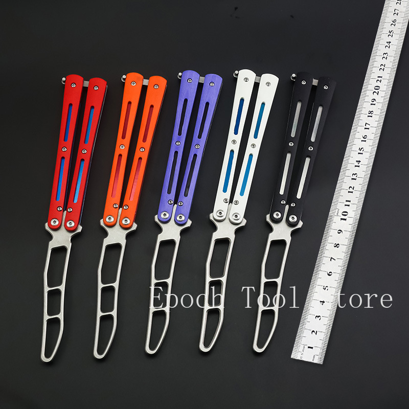 Woodworking News - 新しいトレーニングバリソングポータブルバタフライナイフ折りたたみ式ポケットフライルナイフ未切断刃アウトドアEDCゲームナイフ男性用ギフト