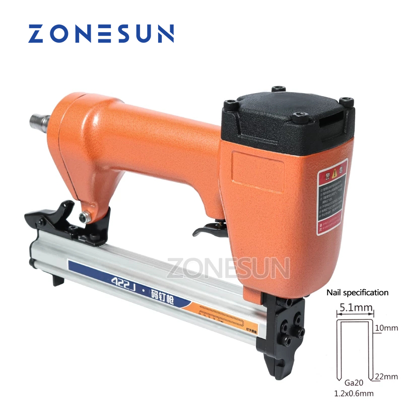 Woodworking Nail Gun - ZONESUN 422J Ga20 5.1mm幅ネイルピンガン空気圧マイクロピンナーネイラーエアブラッド家具用木製ソファ木工ステープラー