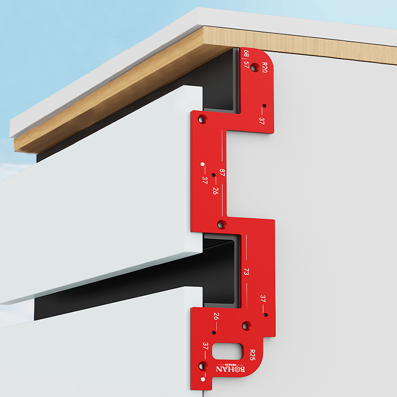 Woodworking Design Software - 目に見えない埋め込みハンドルスロッティングテンプレート、ワードローブ、キッチンハンドル、キャビネットドア用ハンドル不要スロット位置決めツール