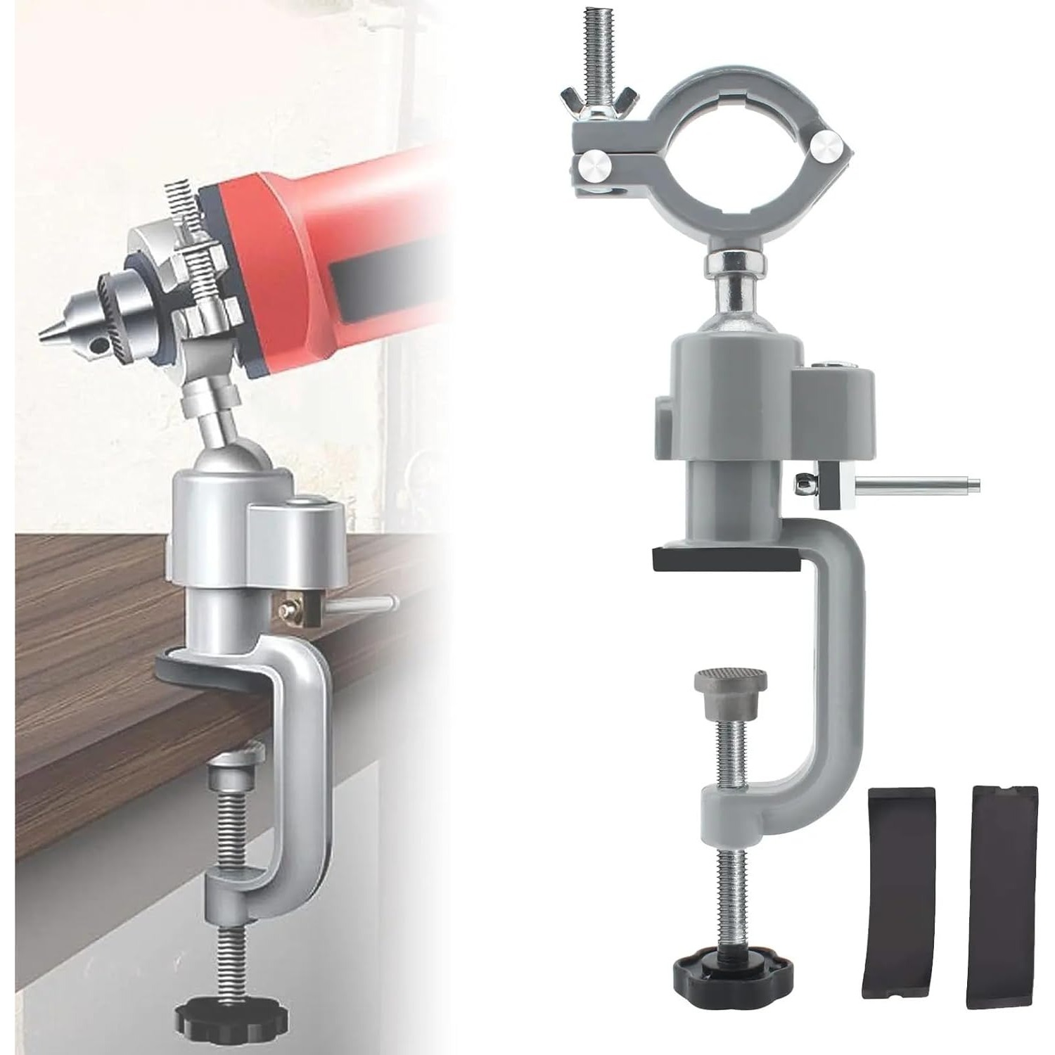 Woodworking Vise Types - 360 ° テーブルスイベルバイス木工グラインダーツールアクセサリー電気ドリルスタンドホルダーアルミ合金ブラケットテーブルバイス