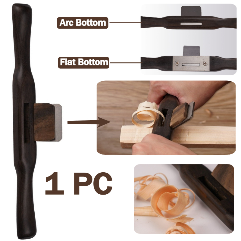 Spokeshave Flat - 265mm木製フラットラウンドハンドル黒檀製スポークシェーブプレーンエッジボトムバードプレーナーハンドル付き大工仕上げ用プッシュプレーンツール
