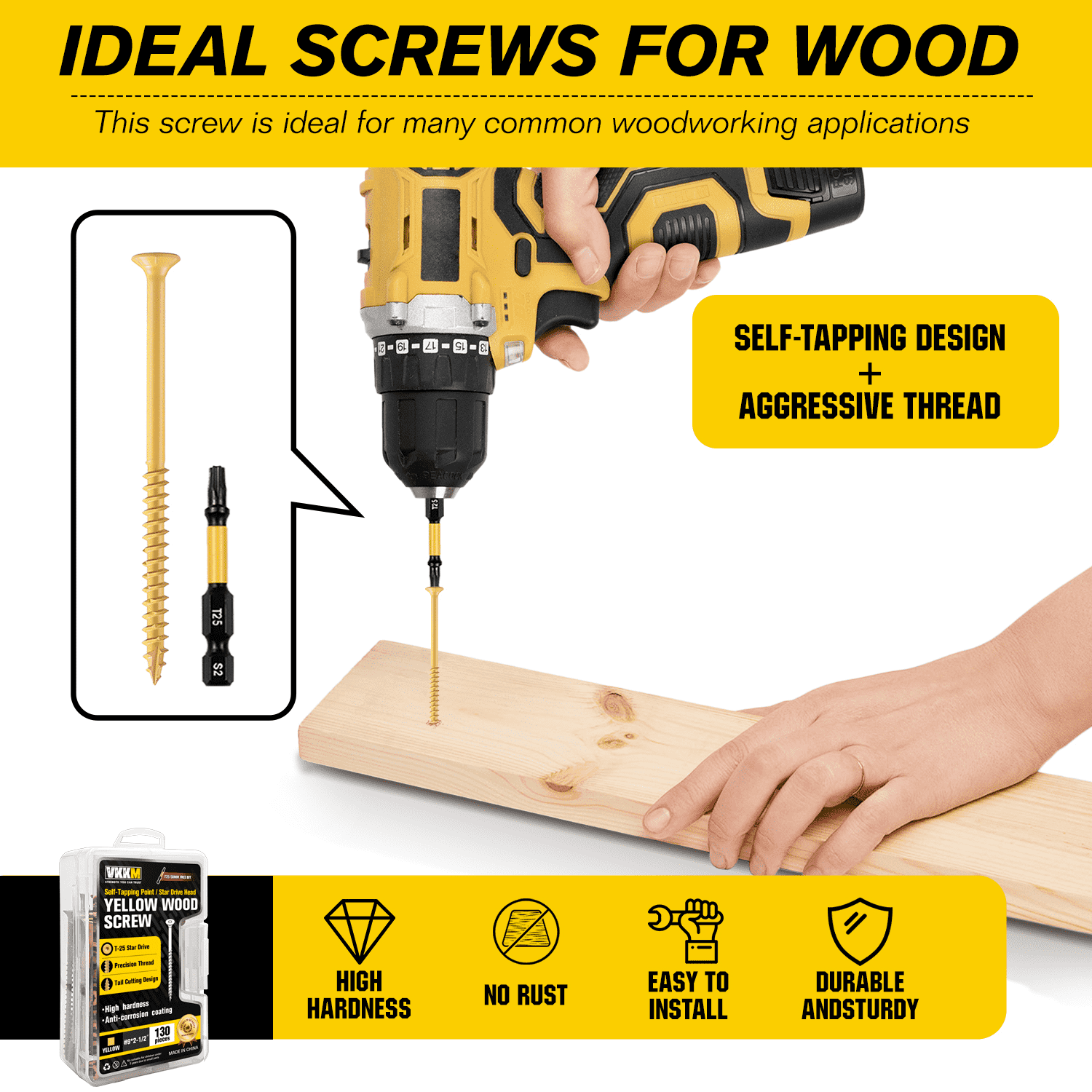 VKKM 130個入り # 9×2-1/2インチ ゴールデン - Lumber Woodworking のレビューと価格