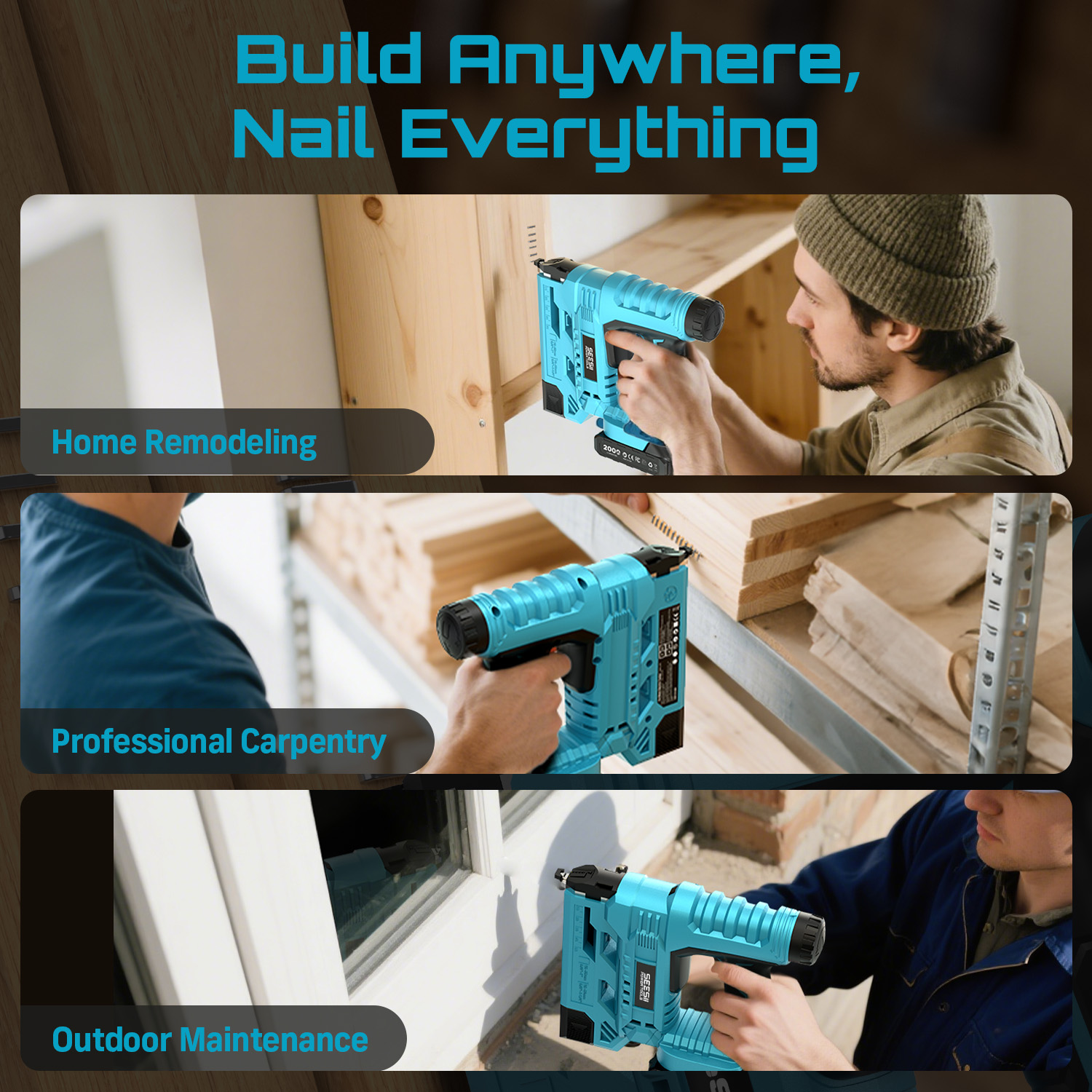 SEESII 電動ネイルガン コードレス 2 in1 18ゲ - Woodworking Nail Gun のレビューと価格