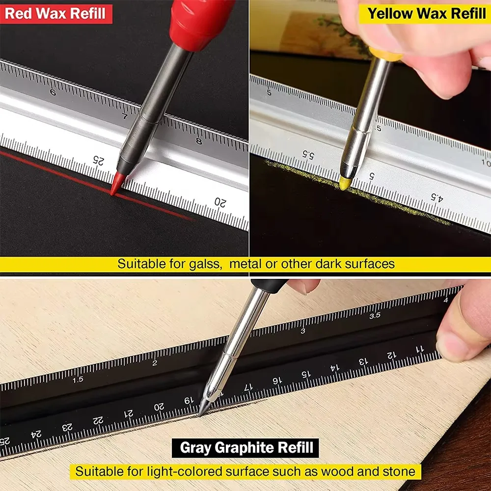 固体大工鉛筆セット木工ツール機械式 3 色リフィル建設作業大 - Woodworking Marking Knife のレビューと価格