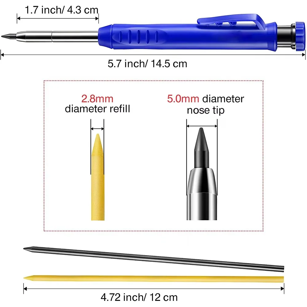 固体大工鉛筆セット木工ツール機械式 3 色リフィル建設作業大 - Woodworking Marking Knife のレビューと価格