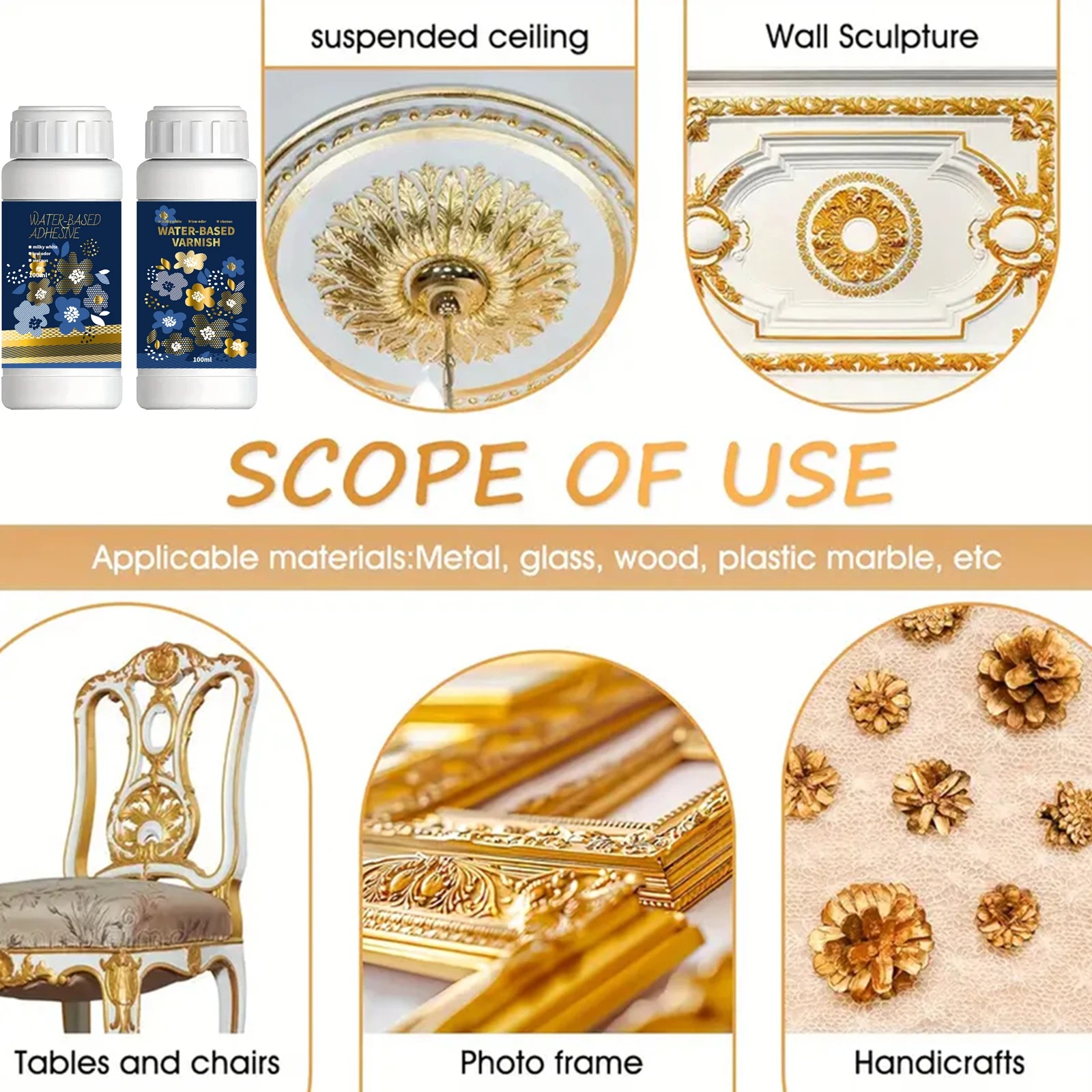 100ml/200ml ゴールデンリーフ金箔接着剤キット - - Woodworking Resin のレビューと価格