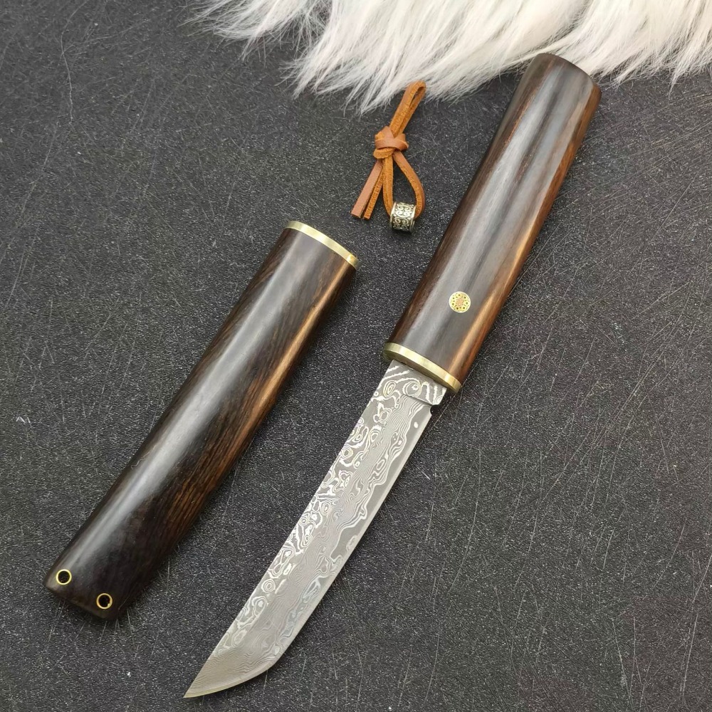 高硬度 VG10 ダマスカスタンブレード黒檀ハンドル固定刃ポ - Woodworking In Japanese のレビューと価格