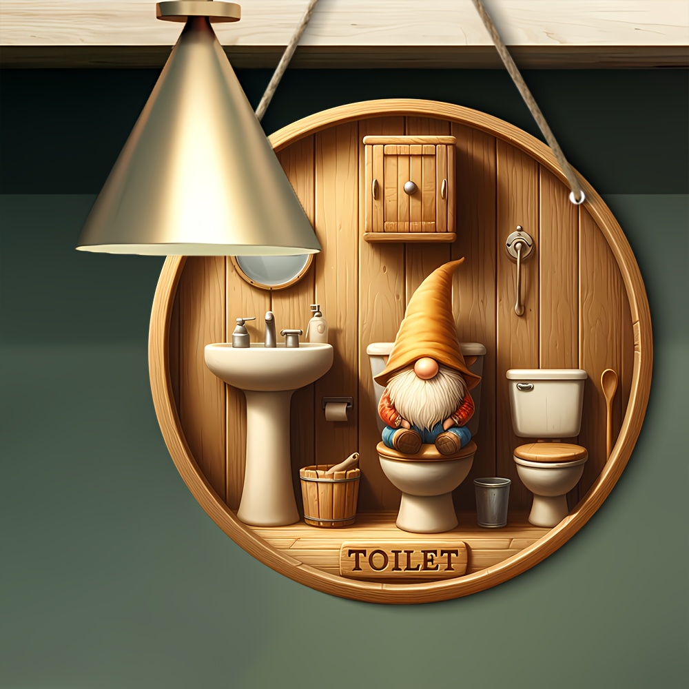 丸い木製の装飾的なトイレのロゴプレート,カントリースタイル, - Woodworking Logo のレビューと価格